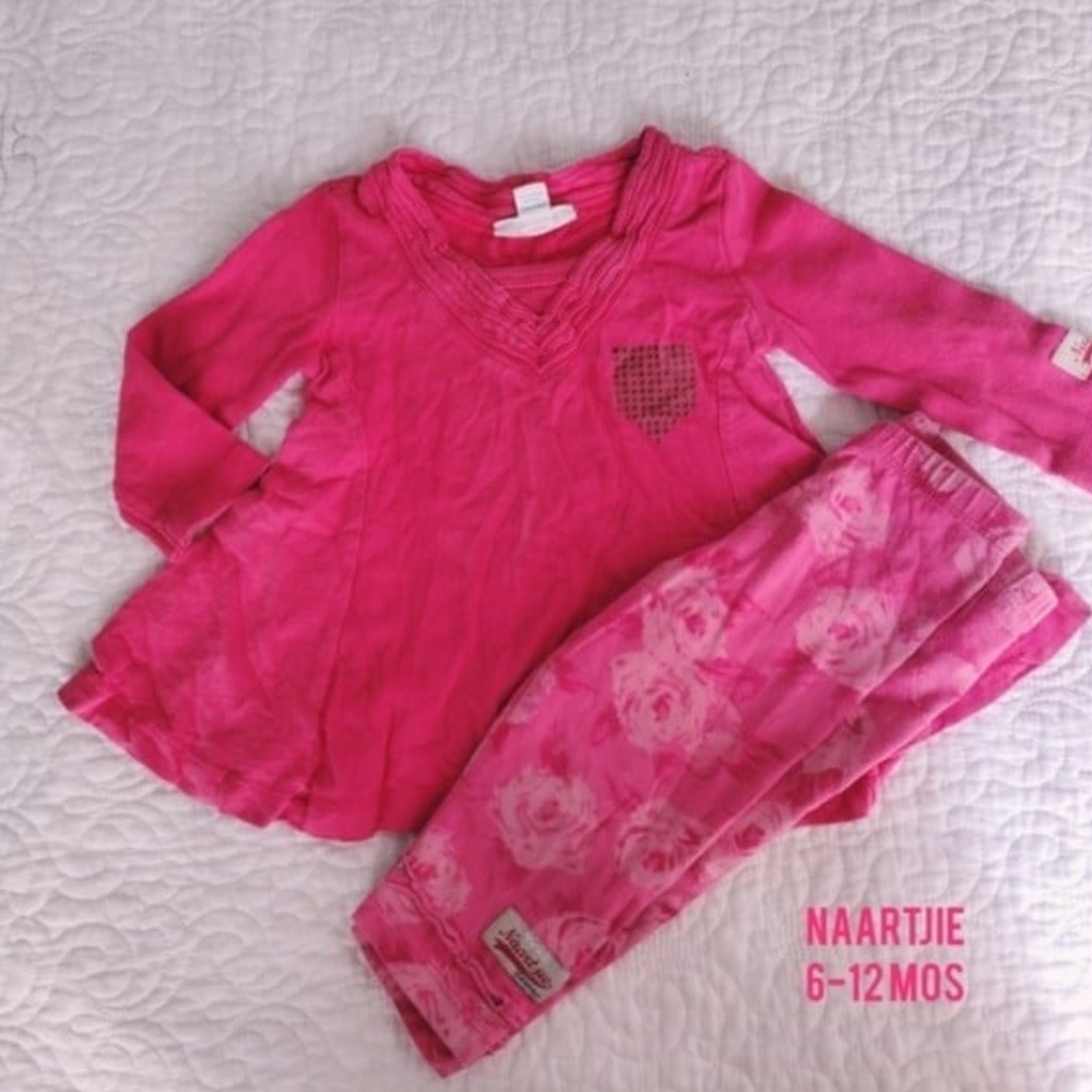Narrtjie matching girl set 6-12 month floral rosette pattern